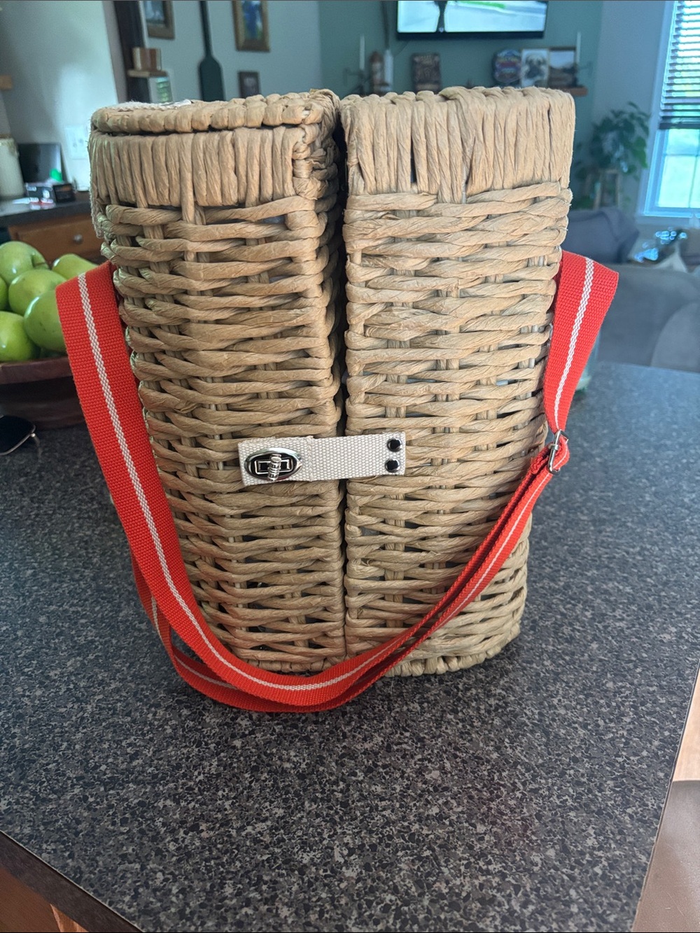 Hearth & Hand Woven picnic wine basket
